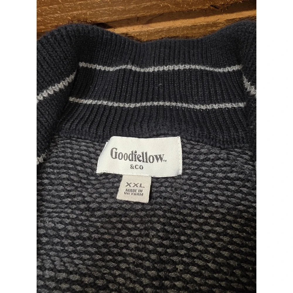 Goodfellow & Co Mens XXL Quarter Zip Sweater Black Grey Cotton Pullover